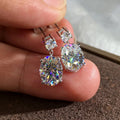 Fashion OL Oval Sparkle Stud Earrings, Light Luxury Niche Bridal Wedding Drop Earrings view 2