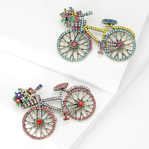 Alloy Rhinestone Bicycle Brooch Pin For Trendy Clothing Decoration