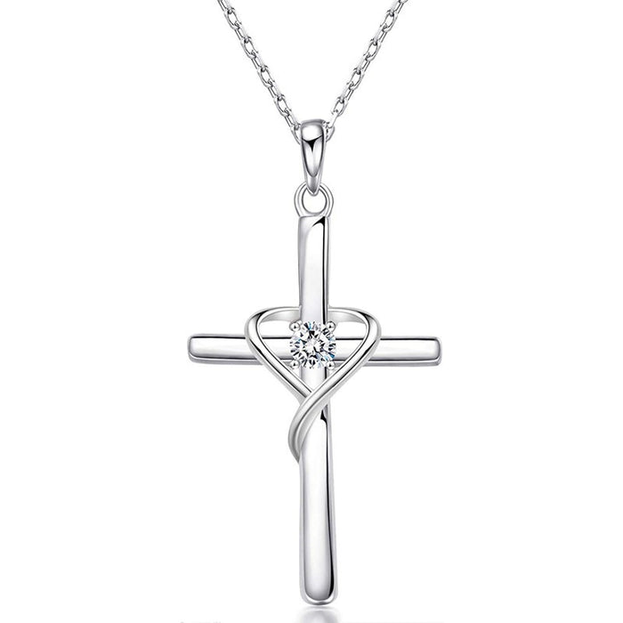 Dancing Lucky Heart Necklace For Women, Cross Heart Light Luxury Pendant Versatile Fashion Jewelry