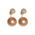 Gold Plated Copper Zircon Pearl Geometric Stud Earrings French Light Luxury Minimalist Jewelry view 5