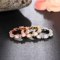 Bridal Small Oval Faux White Fire Opal Stacking Ring, Full Band Design Fashion Finger Ring view 3