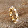 Bridal Small Oval Faux White Fire Opal Stacking Ring, Full Band Design Fashion Finger Ring view 6