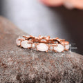 Bridal Small Oval Faux White Fire Opal Stacking Ring, Full Band Design Fashion Finger Ring view 4