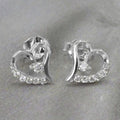 Creative Heart Shaped Stud Earrings For Women, Sweet Cute Micro Pave Hollow Versatile Ear Jewelry view 2