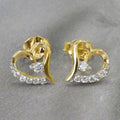 Creative Heart Shaped Stud Earrings For Women, Sweet Cute Micro Pave Hollow Versatile Ear Jewelry view 6
