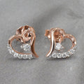 Creative Heart Shaped Stud Earrings For Women, Sweet Cute Micro Pave Hollow Versatile Ear Jewelry view 4