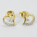 Creative Heart Shaped Stud Earrings For Women, Sweet Cute Micro Pave Hollow Versatile Ear Jewelry view 3