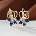 Gold Flower Hoop Earrings For Women With Marquise Zircon, Versatile Fashion Jewelry view 1