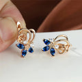 Gold Flower Hoop Earrings For Women With Marquise Zircon, Versatile Fashion Jewelry view 2