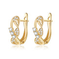 Compact Twisted Hoop Earrings With Micro Pave Zircon Flower Detail For Evening Dress view 1