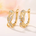 Compact Twisted Hoop Earrings With Micro Pave Zircon Flower Detail For Evening Dress view 4
