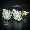 Full Zircon Round Stud Earrings Four Prong Hip Hop Ear Jewelry Simple Commuter Earrings For Women view 4