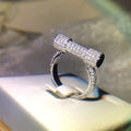 Luxury Full Zircon Geometric Dumbbell Shape Ring Trendy Statement Finger Jewelry view 2