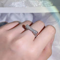 Luxury Full Zircon Geometric Dumbbell Shape Ring Trendy Statement Finger Jewelry view 4