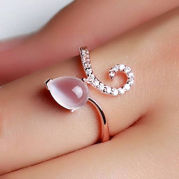 Korean Style Cute Cat Tail Index Finger Ring Sweet Niche Design Fashion Teardrop Ring