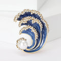 Alloy Enamel Rhinestone Pearl Wave Brooch For Scarf Fastening view 5