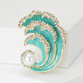 Alloy Enamel Rhinestone Pearl Wave Brooch For Scarf Fastening view 4
