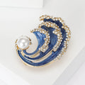 Alloy Enamel Rhinestone Pearl Wave Brooch For Scarf Fastening view 2