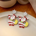Christmas Cartoon Santa Claus Acrylic Enamel Drop Earrings, Festive Snowflake Hat Women Earrings view 4