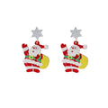 Christmas Cartoon Santa Claus Acrylic Enamel Drop Earrings, Festive Snowflake Hat Women Earrings view 5