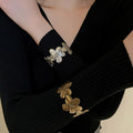 Vintage Copper Flower Open Cuff Bangle For Women, European American Fashion Jewelry view 3