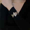 Vintage Copper Flower Open Cuff Bangle For Women, European American Fashion Jewelry view 4