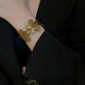 Vintage Copper Flower Open Cuff Bangle For Women, European American Fashion Jewelry view 1