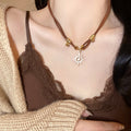 French Vintage Alloy Sun Bell Rhinestone Pendant Clavicle Necklace For Chic OL Style view 3