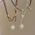 French Vintage Alloy Sun Bell Rhinestone Pendant Clavicle Necklace For Chic OL Style view 2