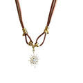 French Vintage Alloy Sun Bell Rhinestone Pendant Clavicle Necklace For Chic OL Style view 5