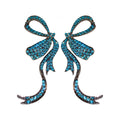 Alloy Rhinestone Bow Drop Earrings With Silver Needle, European Statement Luxury Style view 5