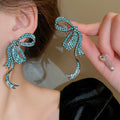 Alloy Rhinestone Bow Drop Earrings With Silver Needle, European Statement Luxury Style view 1