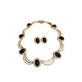 French Vintage Oval Geometric Acrylic Earrings And Necklace Jewelry Set With Palace Style Studs view 5
