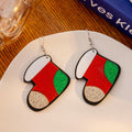 Cute Christmas Santa Claus And Stocking Colorblock Acrylic Holiday Drop Earrings view 3