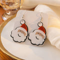 Cute Christmas Santa Claus And Stocking Colorblock Acrylic Holiday Drop Earrings view 2