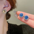 Alloy Round Geometric Rhinestone Stud Earrings Necklace Jewelry Set Light Luxury Elegant view 4