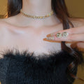 Alloy Round Geometric Rhinestone Stud Earrings Necklace Jewelry Set Light Luxury Elegant view 3