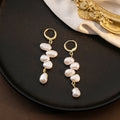 Elegant French Vintage Irregular Pearl Alloy Ear Cuff Hoop Long Tassel Clip-On Fashion Earrings view 4