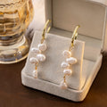 Elegant French Vintage Irregular Pearl Alloy Ear Cuff Hoop Long Tassel Clip-On Fashion Earrings view 2