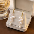 Elegant French Vintage Irregular Pearl Alloy Ear Cuff Hoop Long Tassel Clip-On Fashion Earrings view 3