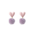 Sweet Plush Ball Heart Stud Earrings With Star Daisy Geometric Clip On Design For Girls view 5