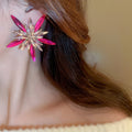 Alloy Rhinestone Star Stud Earrings With Silver Posts, Statement European Style Jewelry view 3