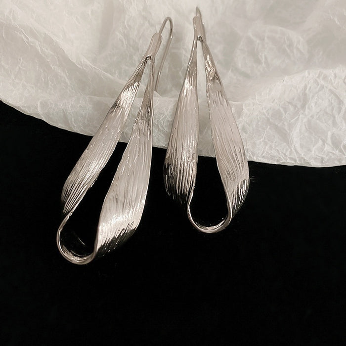 Irregular Twisted Metal Ear Hook Drop Earrings, Geometric Statement Fashion Jewelry