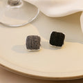 Autumn Winter Knitted Wool Square Round Geometric Alloy Stud Asymmetric Color Contrast Earrings view 4