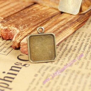18mm Square Pendant Tray Base with 15mm Inner Setting