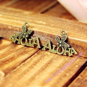 Aloha Letter Alloy Charm Pendant 21x14mm