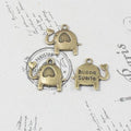 Heart Elephant Metal Charm Pendant 16x14mm