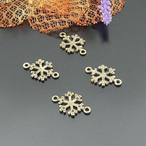 Vintage Snowflake Alloy Charm Pendant for Christmas Jewelry, 20x12mm