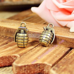 Vintage Alloy Grenade Charm Pendant 22x11mm for DIY Jewelry