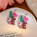 Creative Heart Shaped Colorful Acrylic Nurse Stethoscope Letter Statement Dangle Drop Earrings view 2